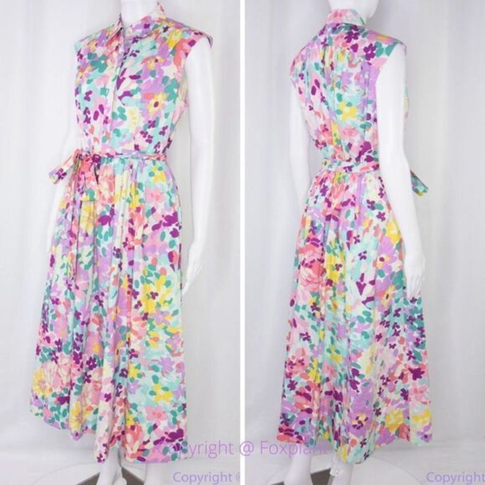 NWT kate spade Painted Petals Floral Cotton Shirtdress, Pastel - Picture 2 of 15